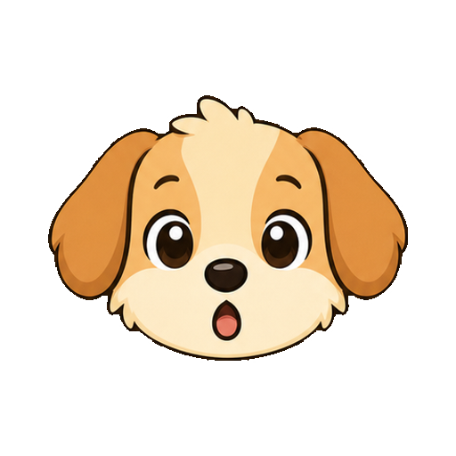 文字や記号がない驚いた表情の犬の顔アイコン