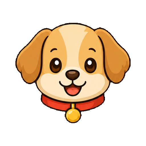 文字や数字がない赤い首輪をした犬の顔アイコン