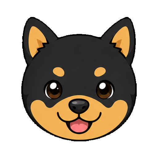 文字がないやさしい雰囲気の黒い犬の顔アイコン