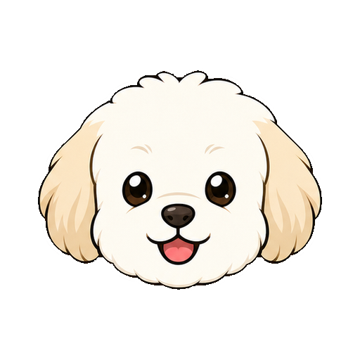 文字がないふんわりした白い犬の顔アイコン