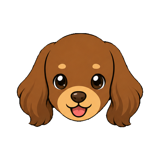 文字がないたれ耳の茶色い犬の顔アイコン