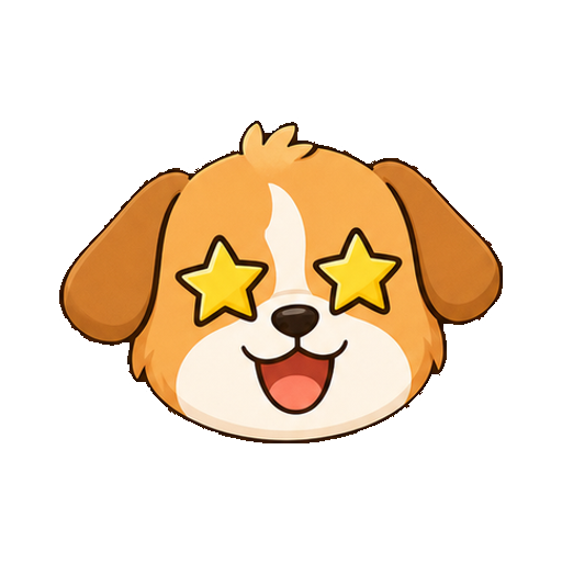 文字がない目を星にして喜ぶ犬の顔アイコン