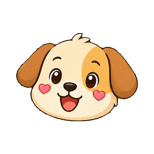 文字がないハートのほっぺが付いた犬の顔アイコン