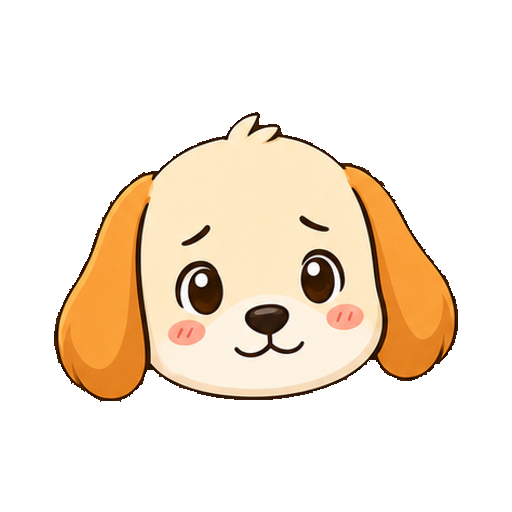 文字や記号がない少し照れた犬の顔アイコン