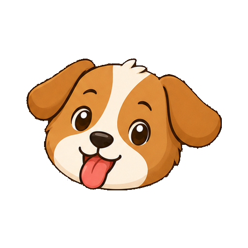 文字がない舌を出した遊び心のある犬の顔アイコン