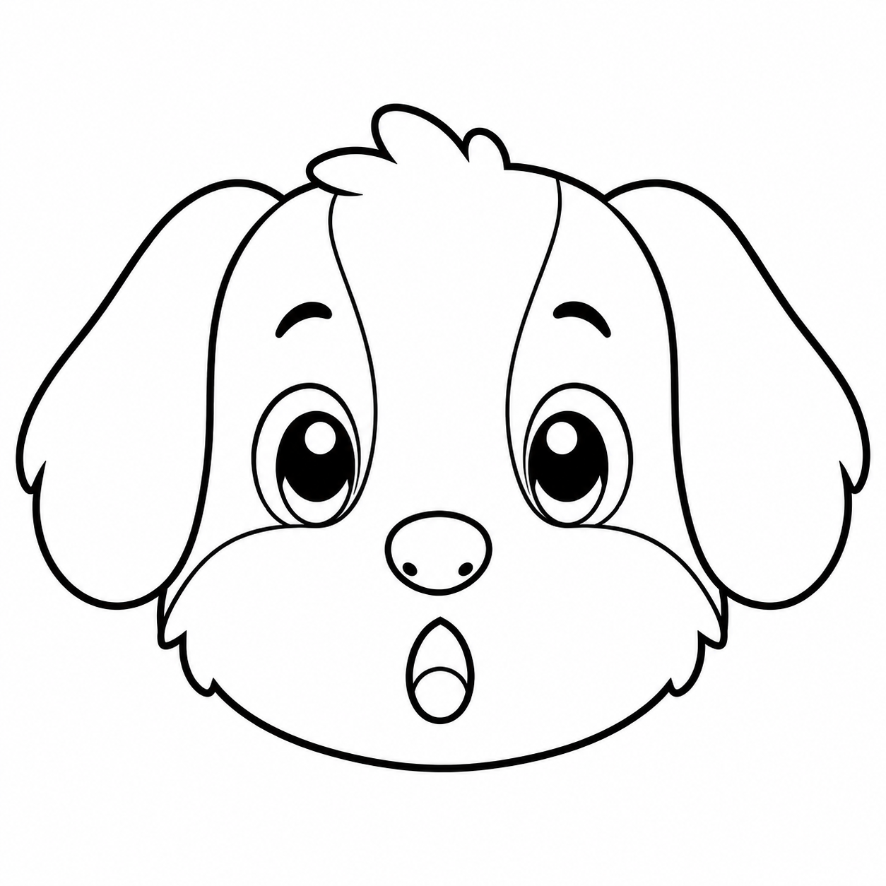 驚いた犬のぬり絵用線画