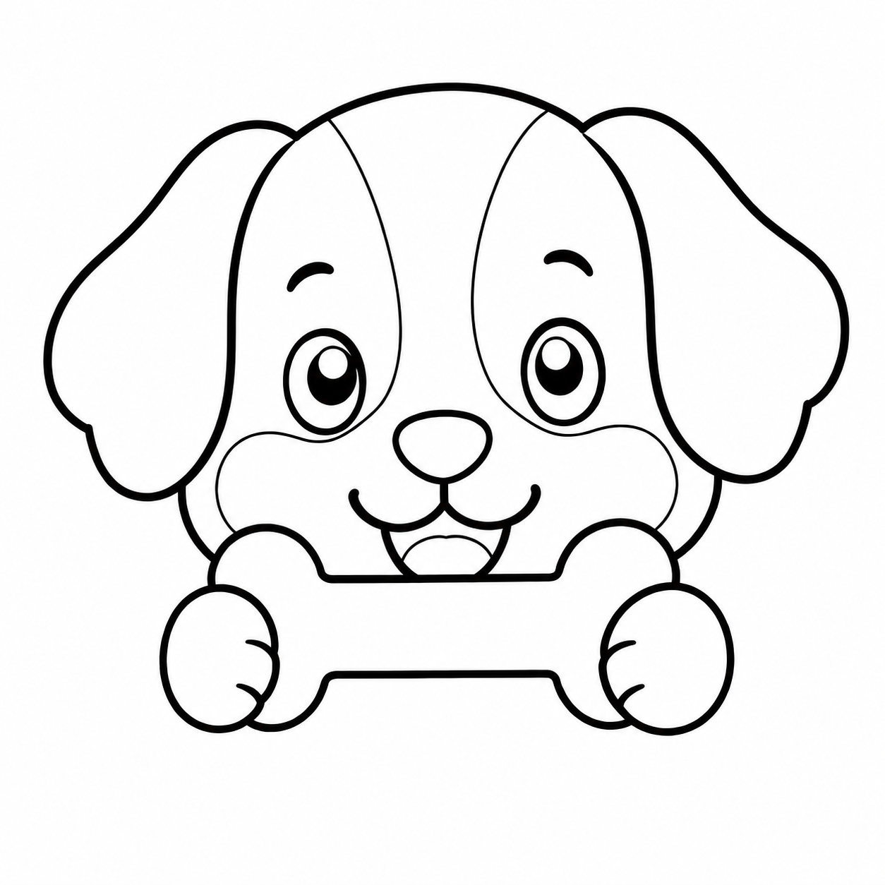 骨を持つ犬のぬり絵用線画