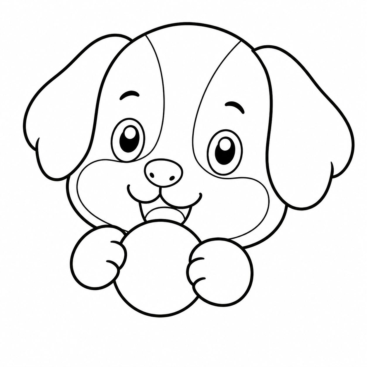 ボールと犬のぬりえ用線画