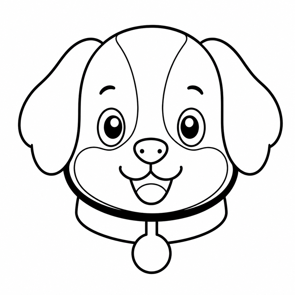 首輪を付けた犬のぬりえ用線画