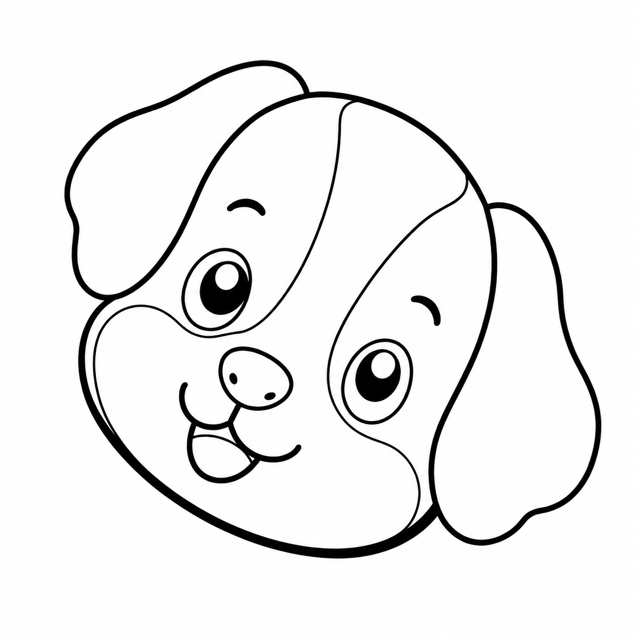 きょとんとした犬のぬり絵用線画