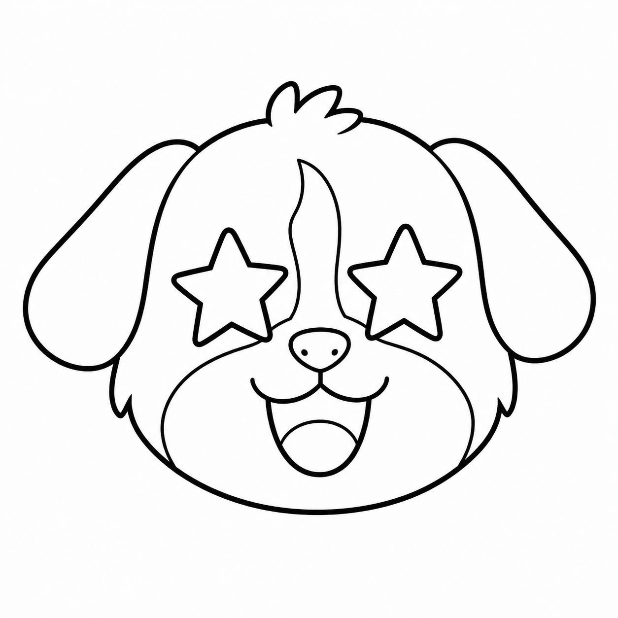 目が星の形をした犬のぬりえ用線画