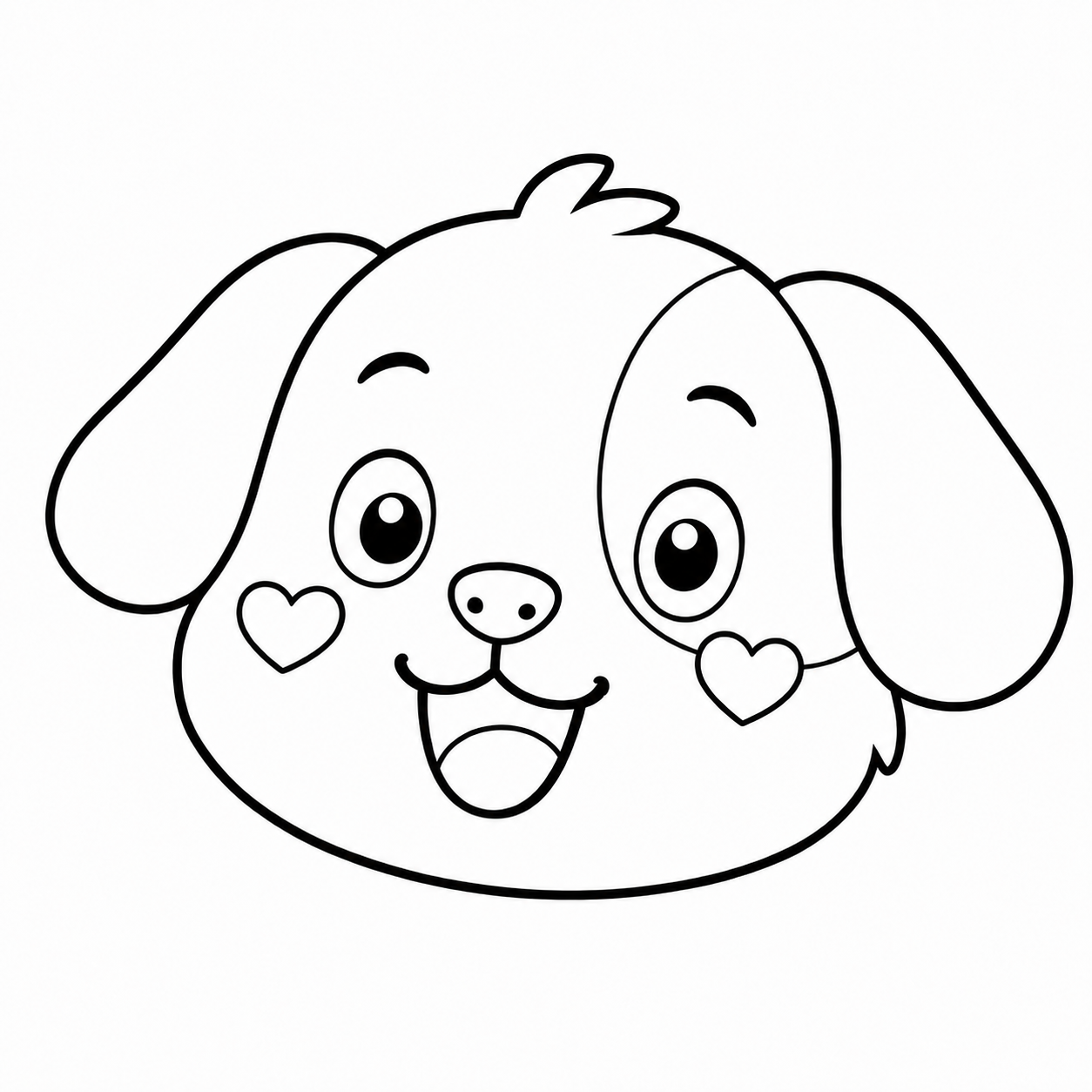 ほっぺにハートが付いた犬のぬりえ用線画