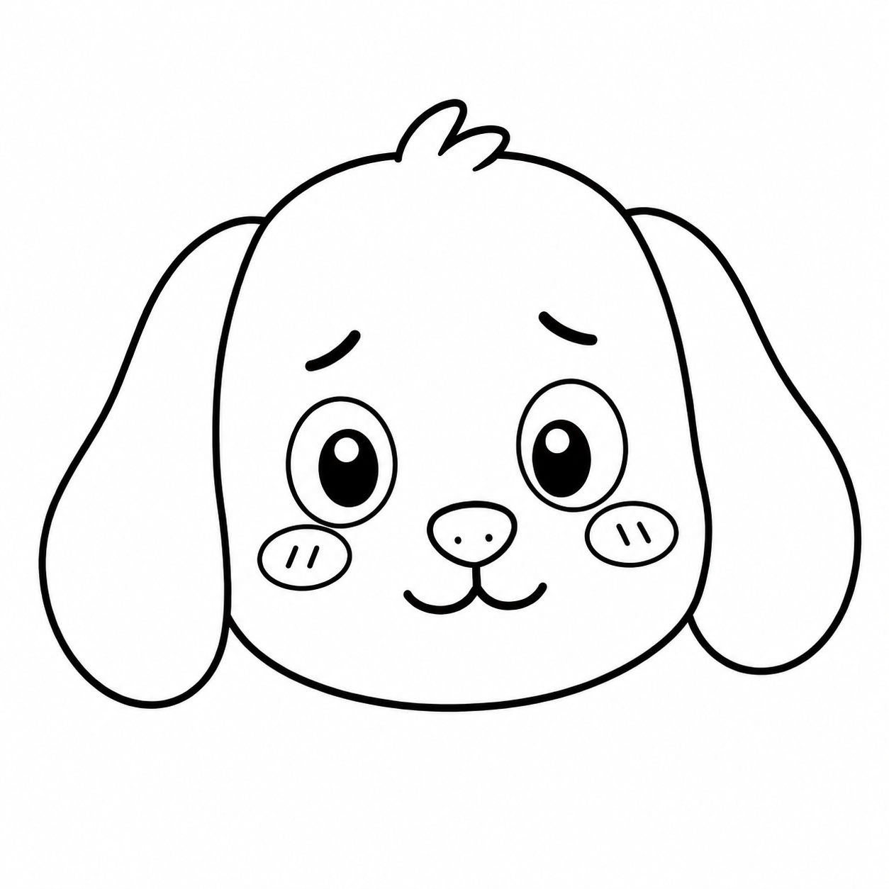 照れた犬のぬりえ用線画