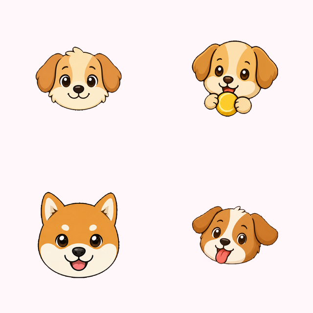 かわいい犬アイコン16個セットの代表画像
