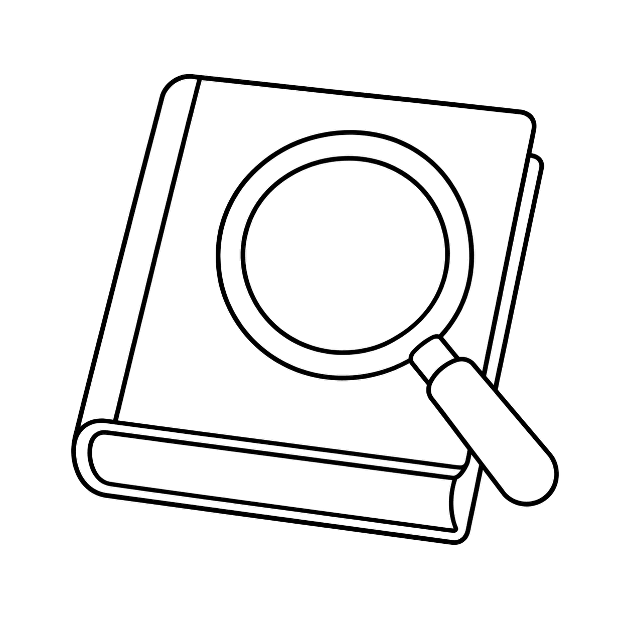 本と虫眼鏡のぬりえ用線画