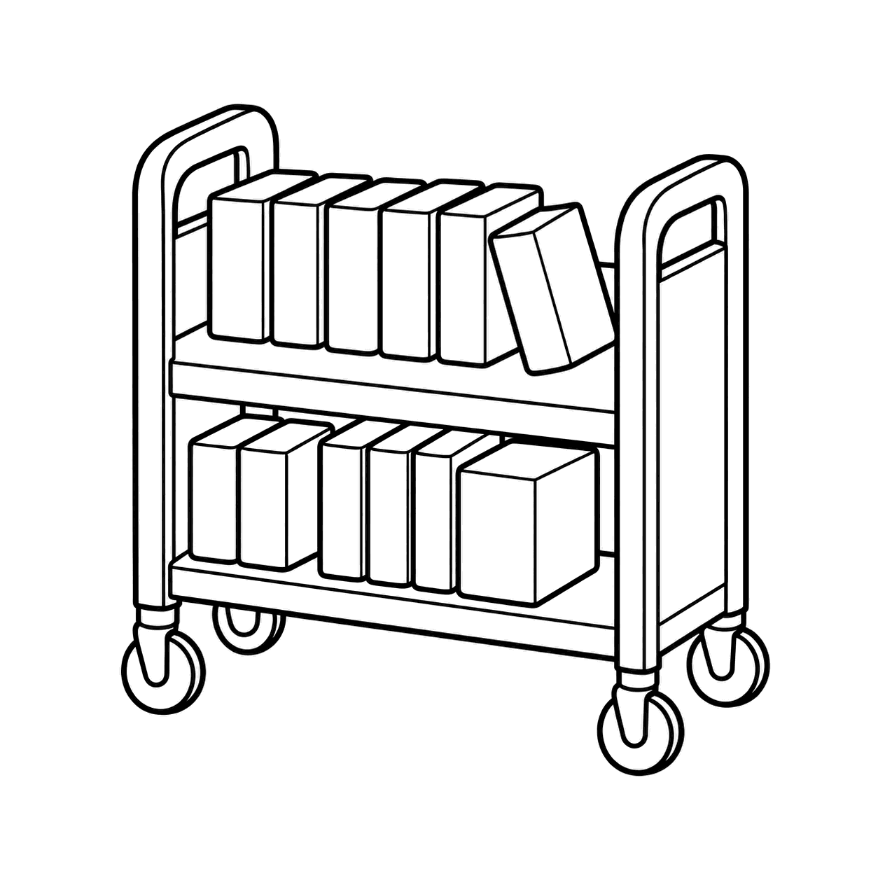 図書ワゴンのぬり絵用線画