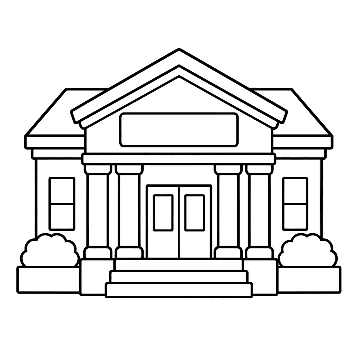 図書館の建物のぬりえ用線画