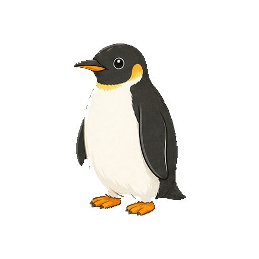 文字や氷がないペンギンの全身アイコン