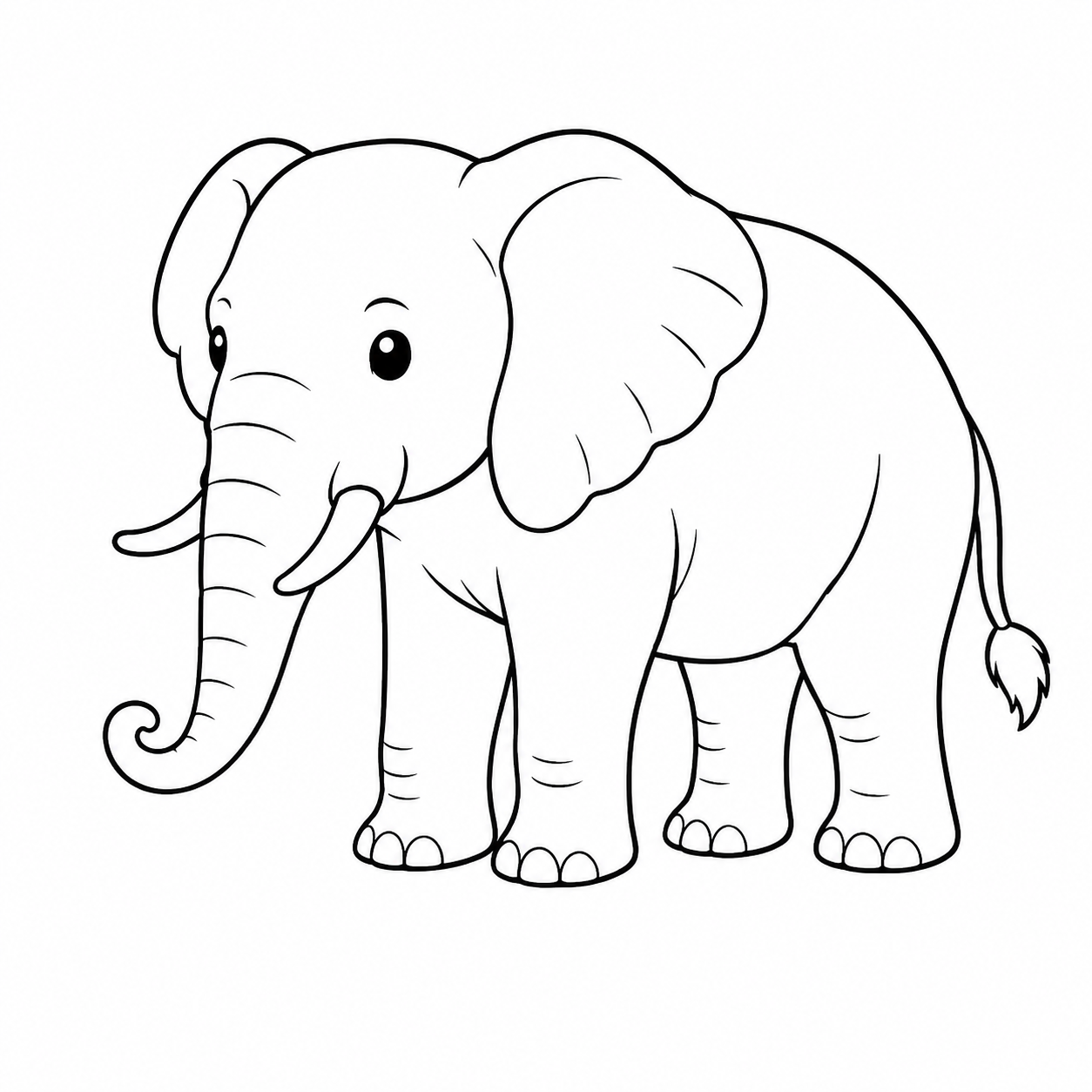 ゾウのぬり絵用線画