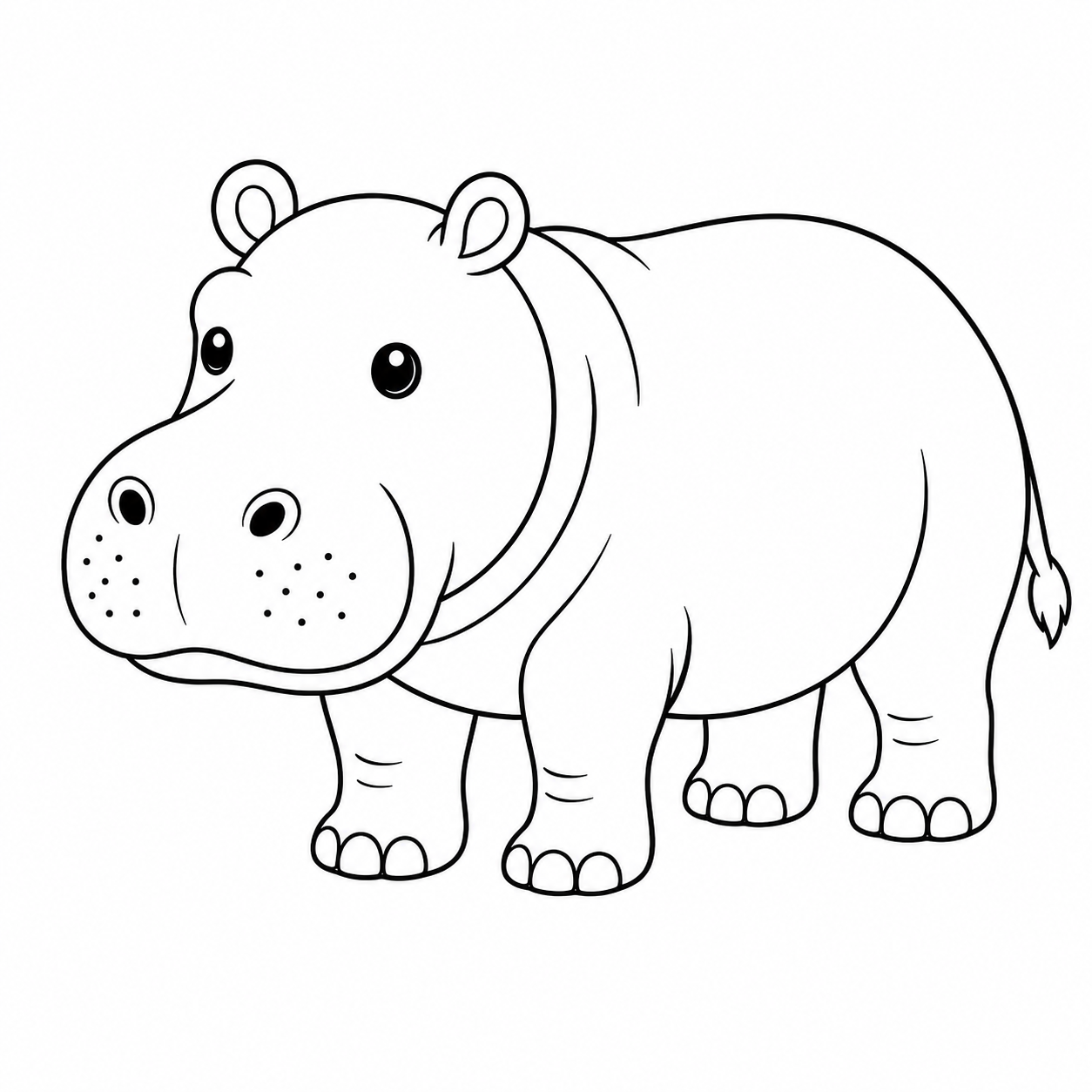 カバのぬり絵用線画