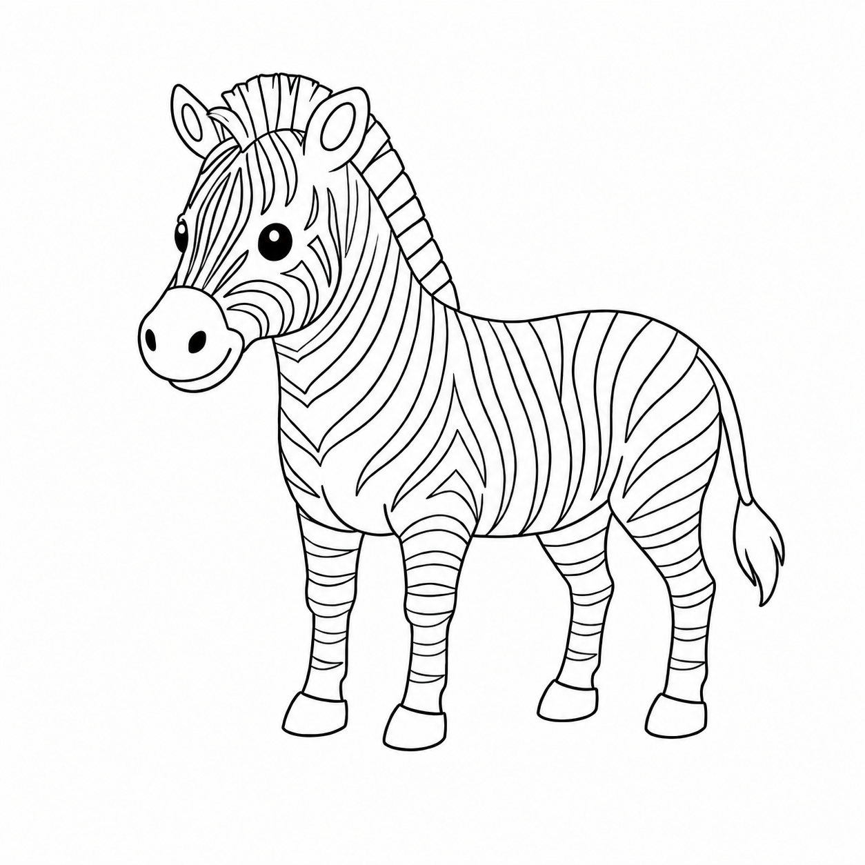 シマウマのぬり絵用線画