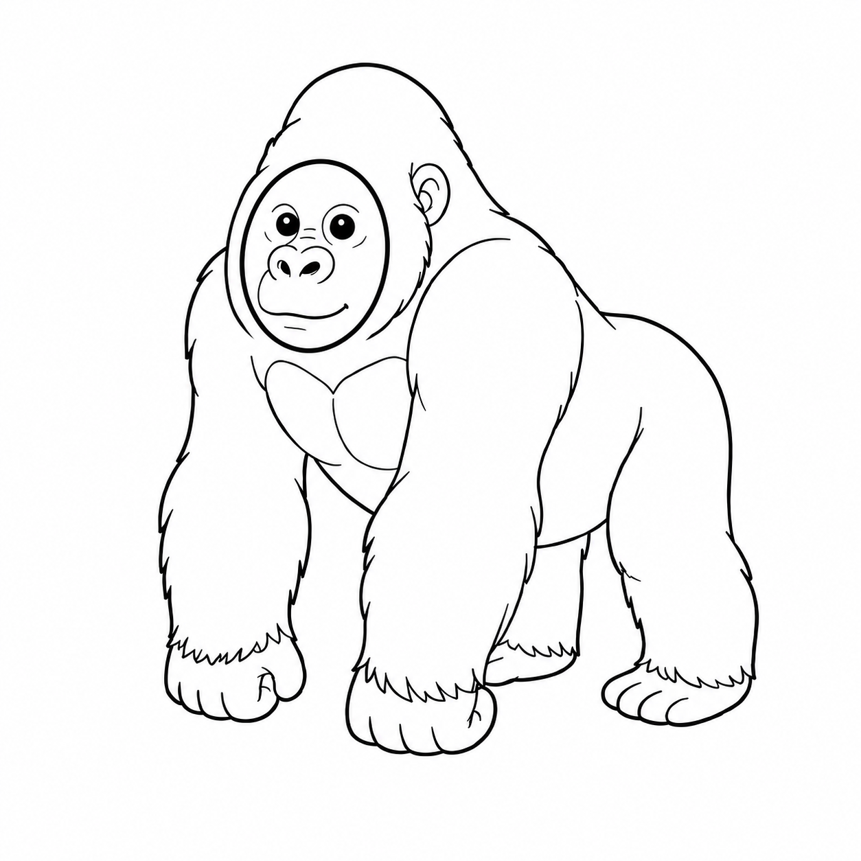 ゴリラのぬり絵用線画