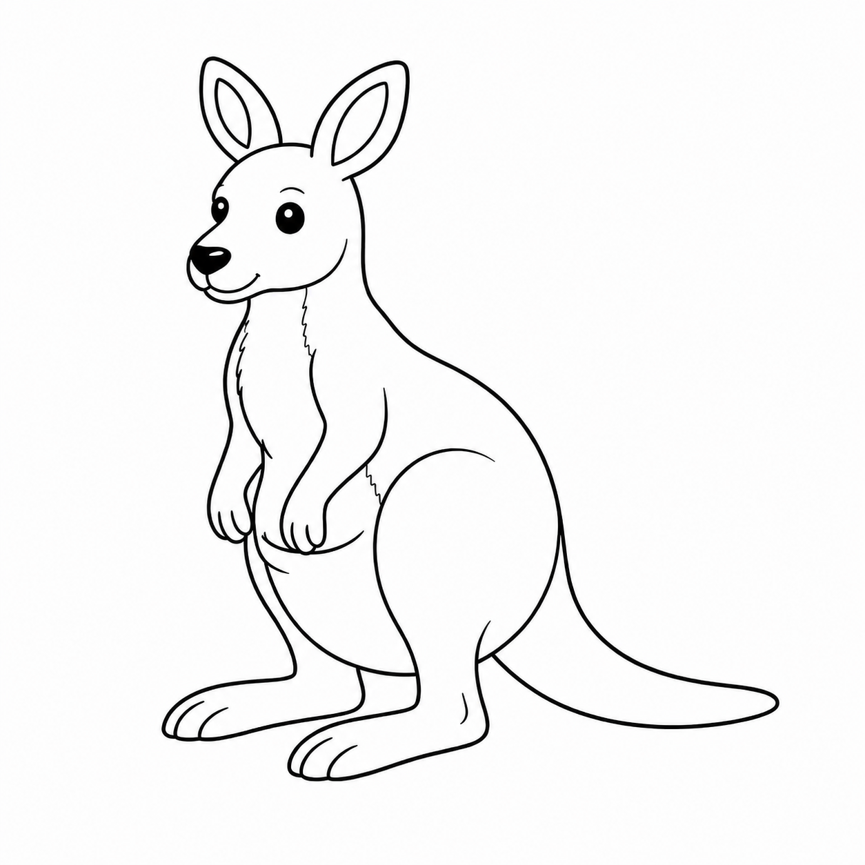 カンガルーのぬり絵用線画