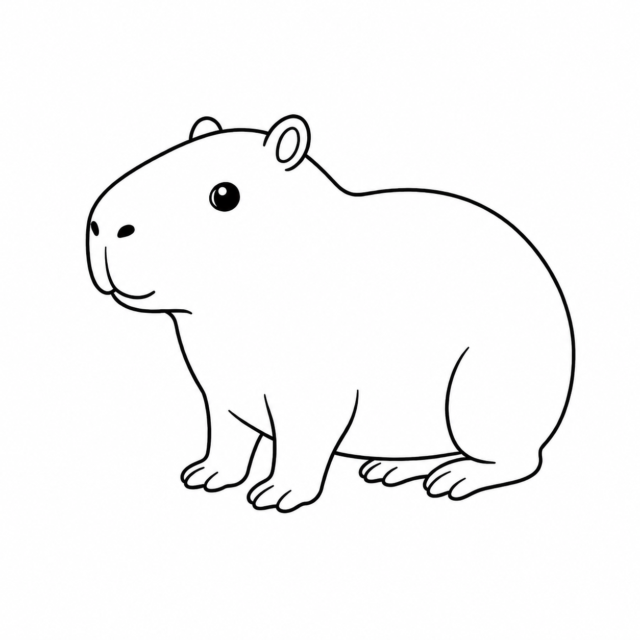 カピバラのぬり絵用線画