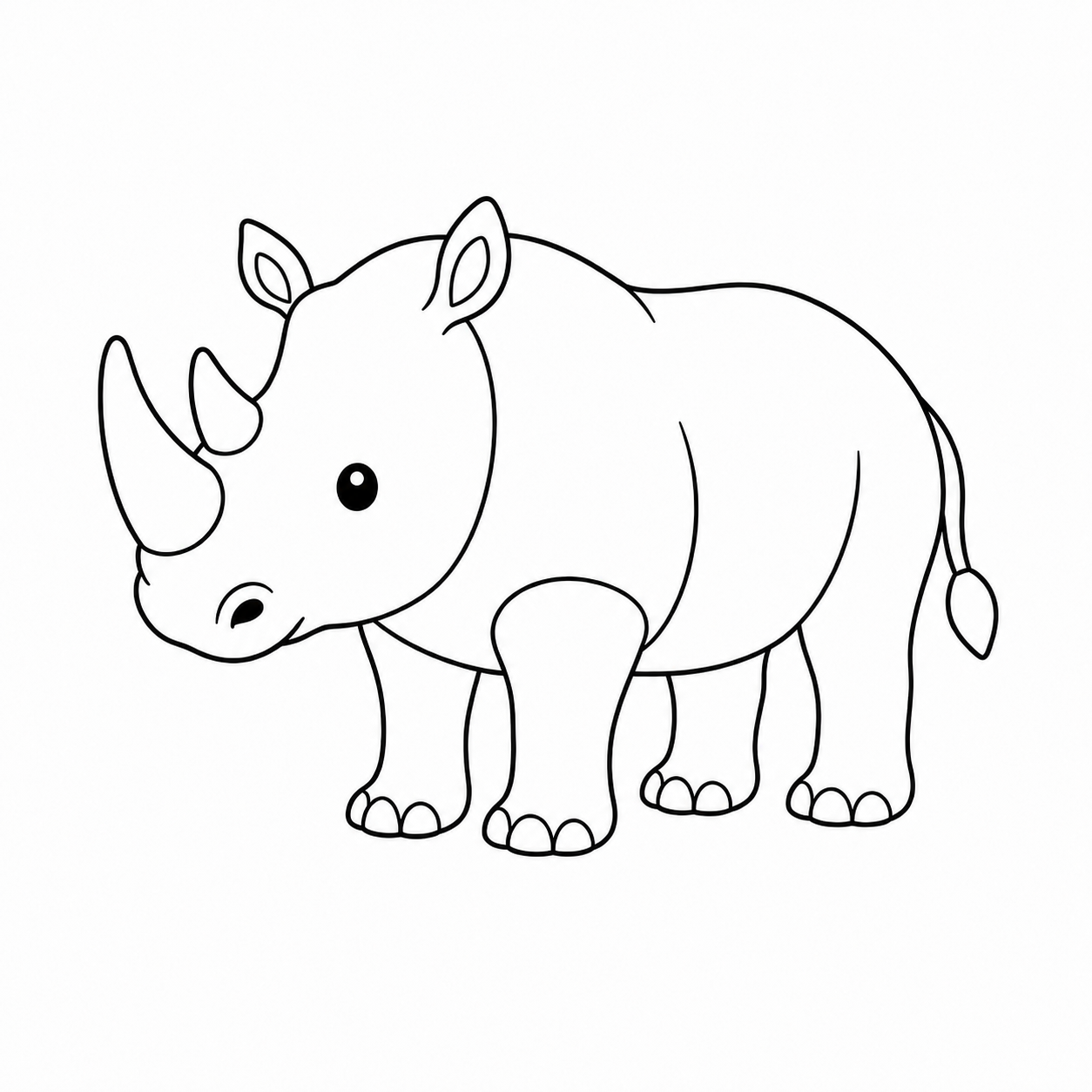 サイのぬり絵用線画