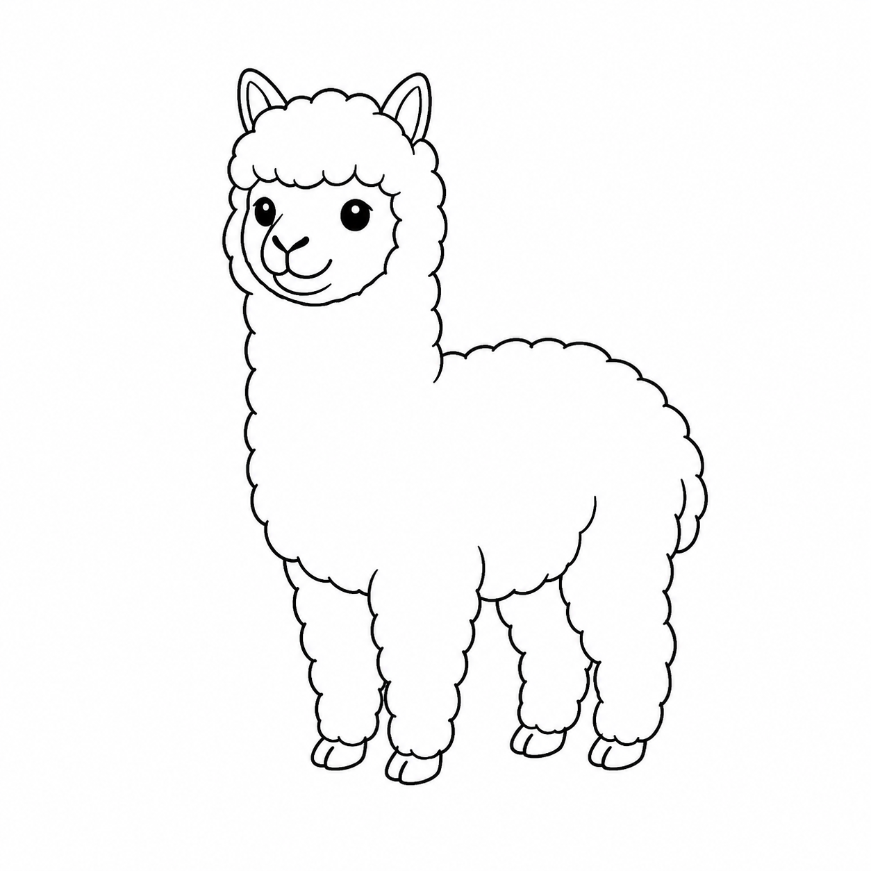 アルパカのぬり絵用線画