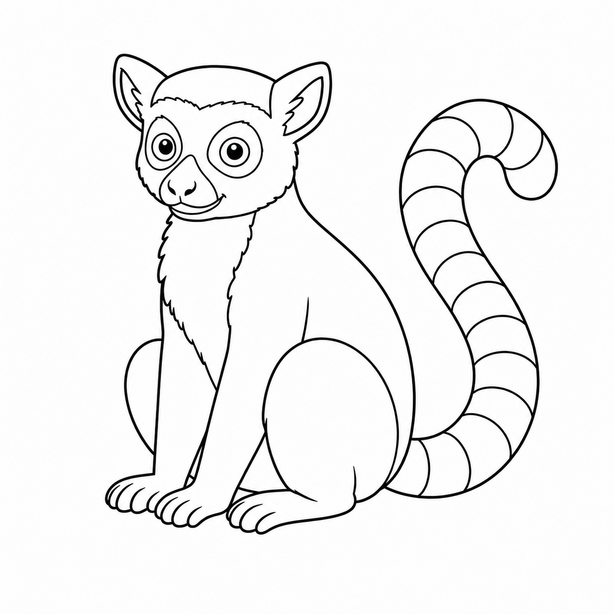 キツネザルのぬり絵用線画