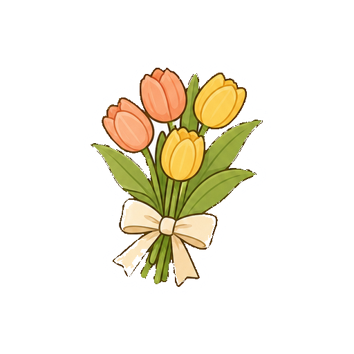 文字や顔がないチューリップの花束アイコン