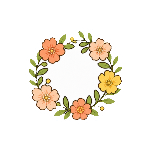 文字や顔がない春の花輪アイコン