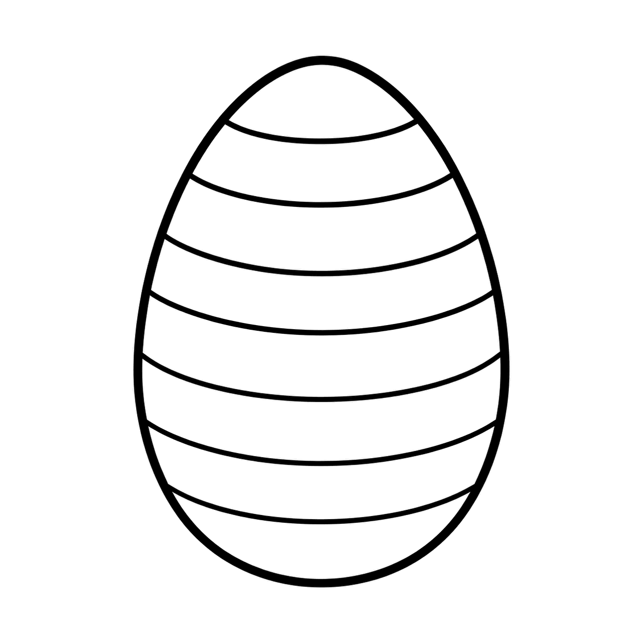 しま模様の卵のぬりえ用線画（イースターのイラスト・ぬりえ16種類）