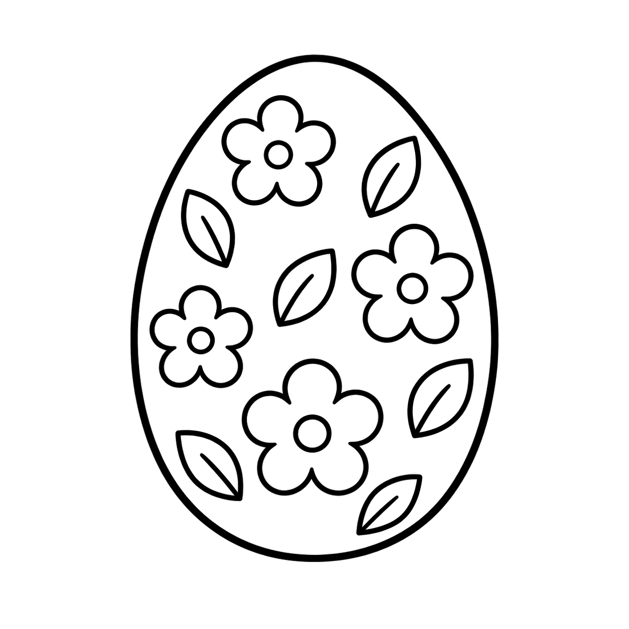 花模様の卵のぬりえ用線画