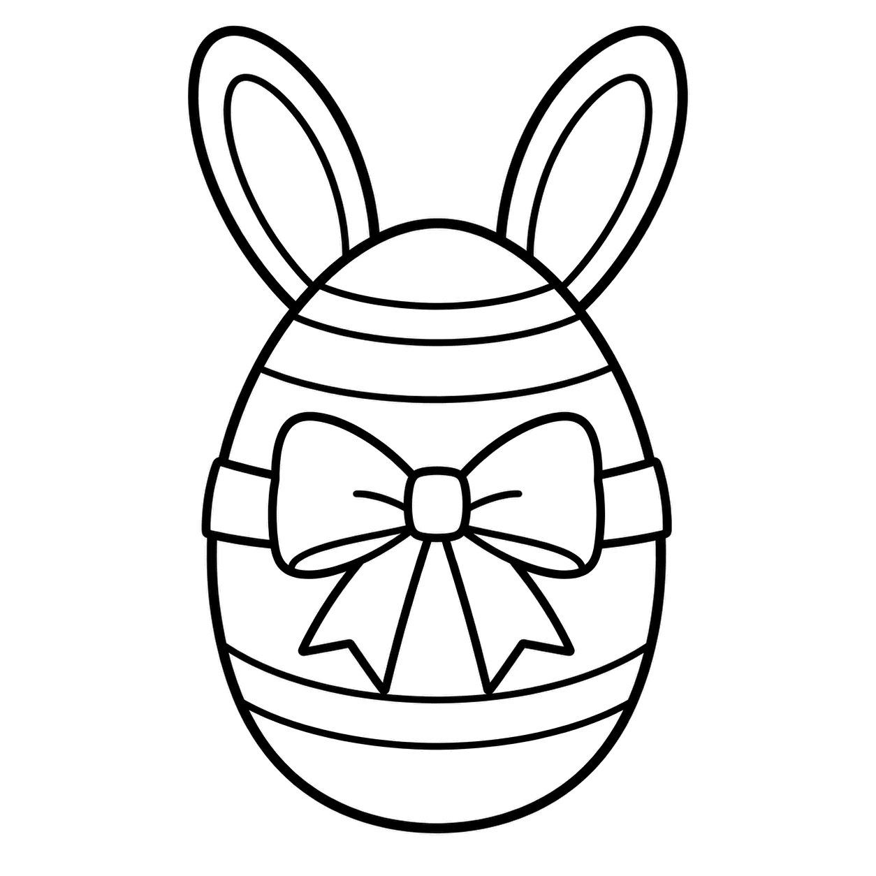 うさぎ耳の卵飾りのぬりえ用線画