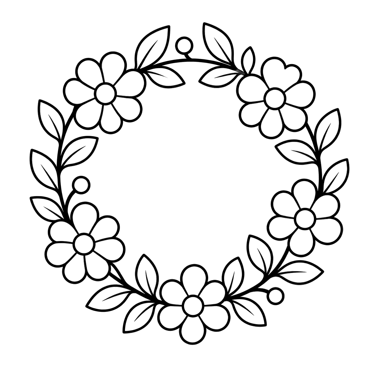 春の花輪のぬりえ用線画