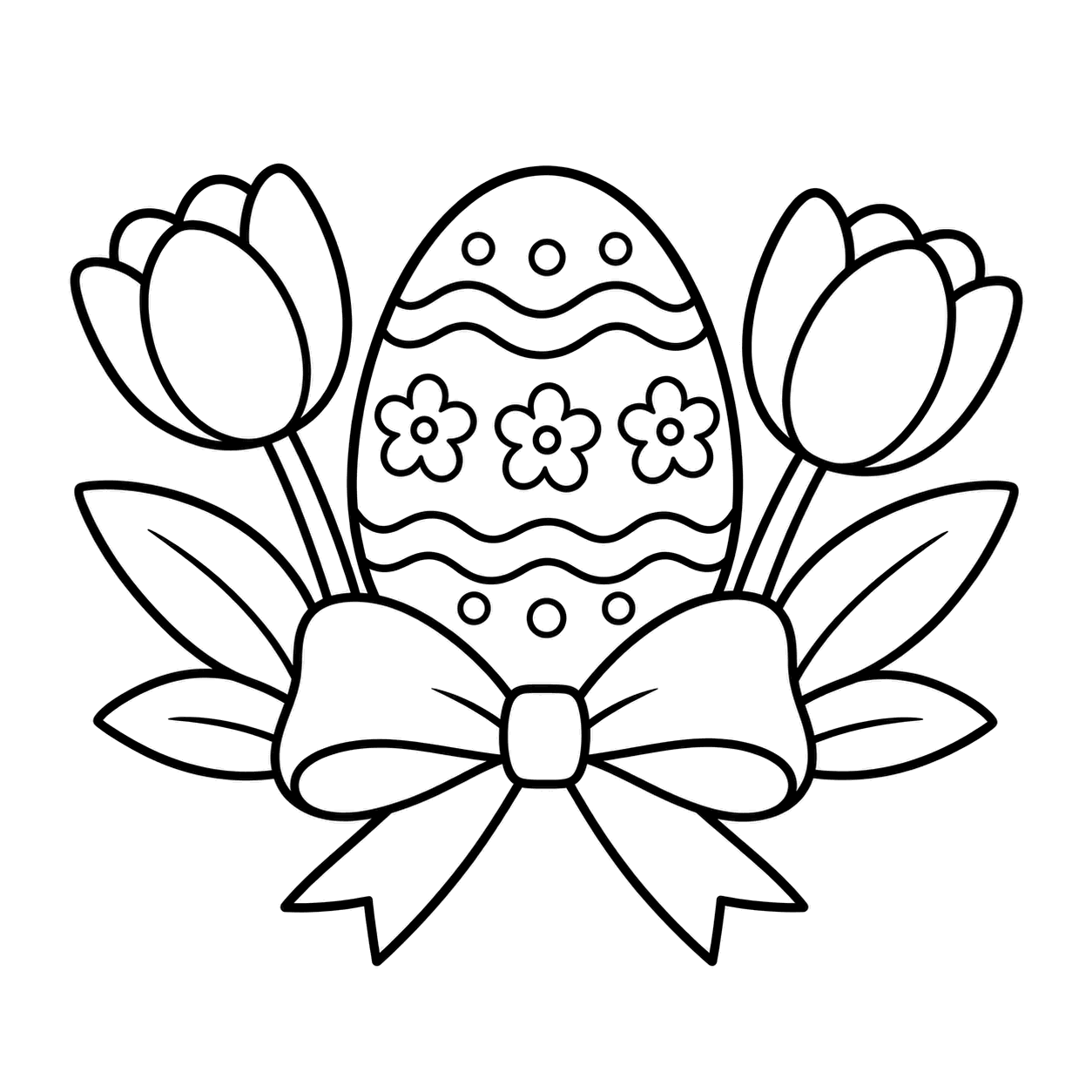 卵とチューリップのぬりえ用線画