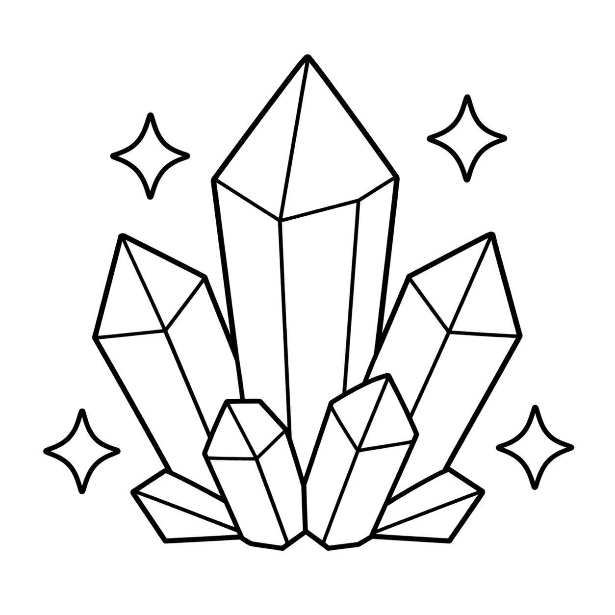 青いクリスタルのぬりえ用線画