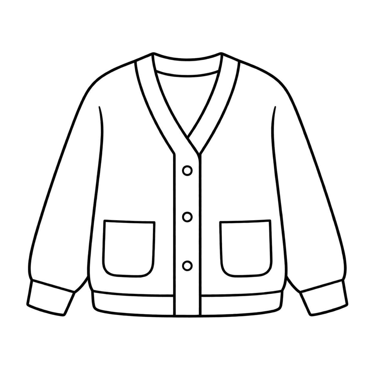 カーディガンのぬりえ用線画