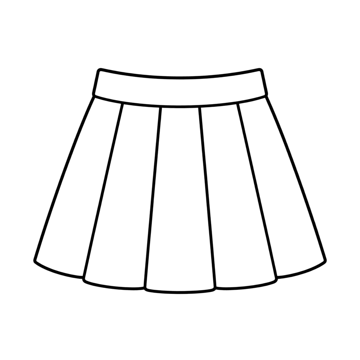 プリーツスカートのぬりえ用線画