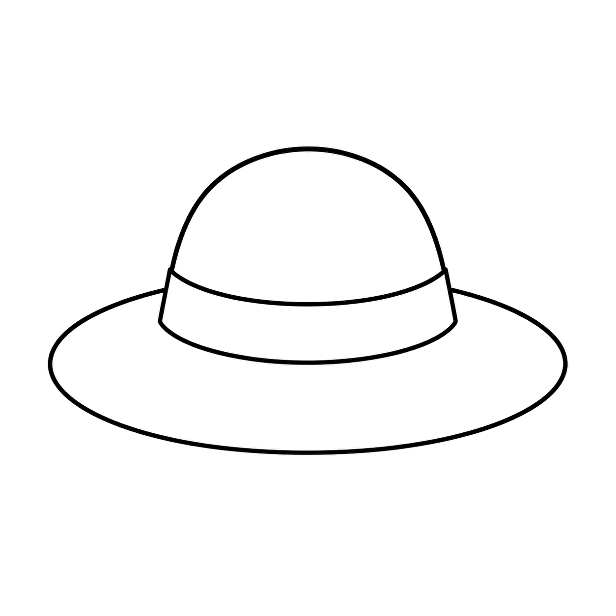 つば広帽子のぬりえ用線画