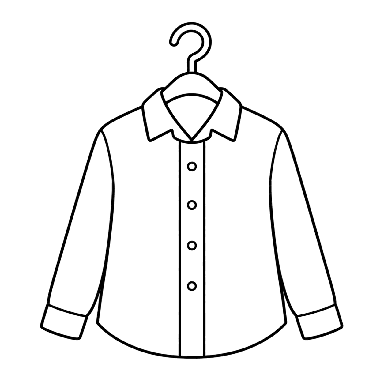 ハンガーのシャツのぬりえ用線画