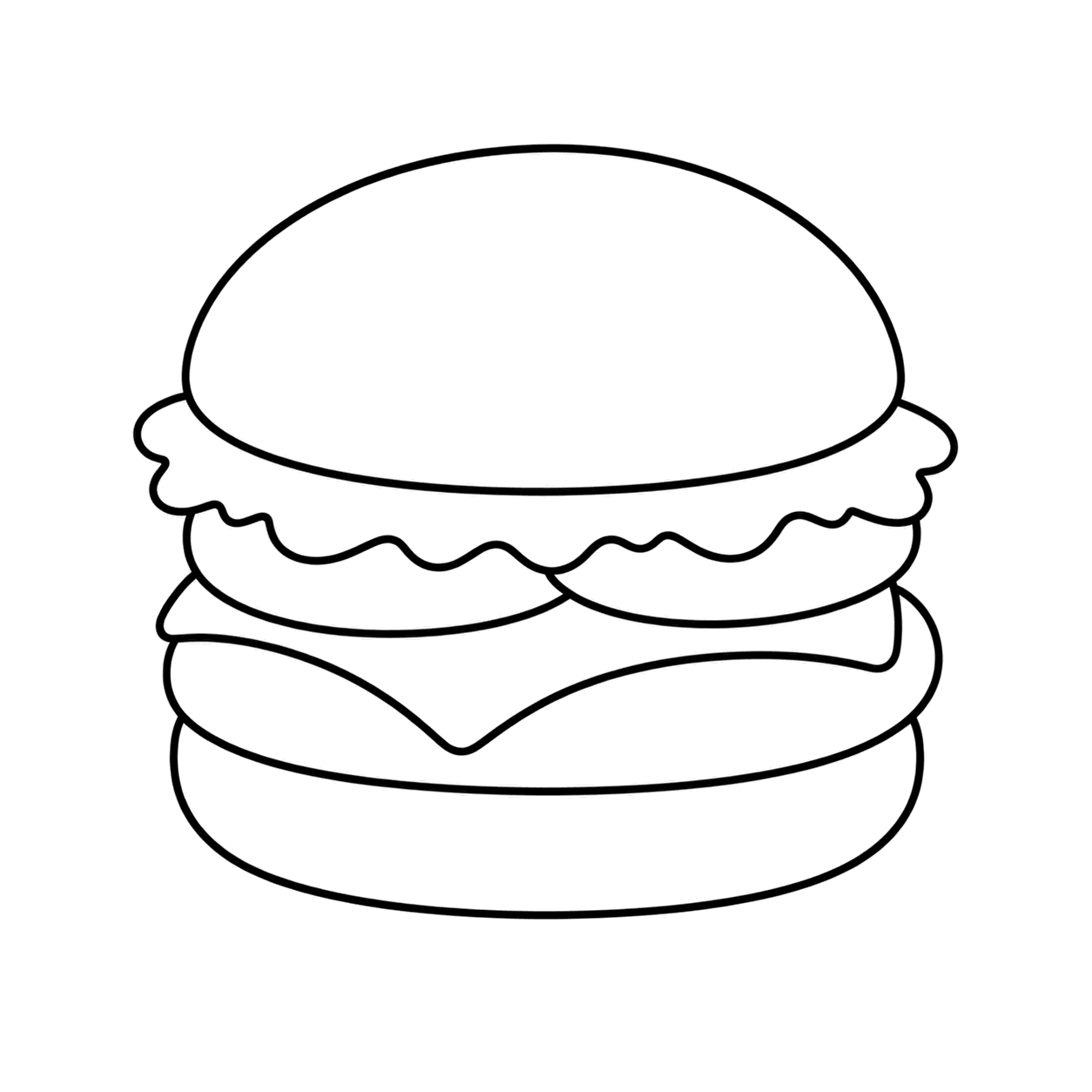 ハンバーガーのぬりえ用線画（ファストフードのイラスト24個・ぬりえ17種類セット）