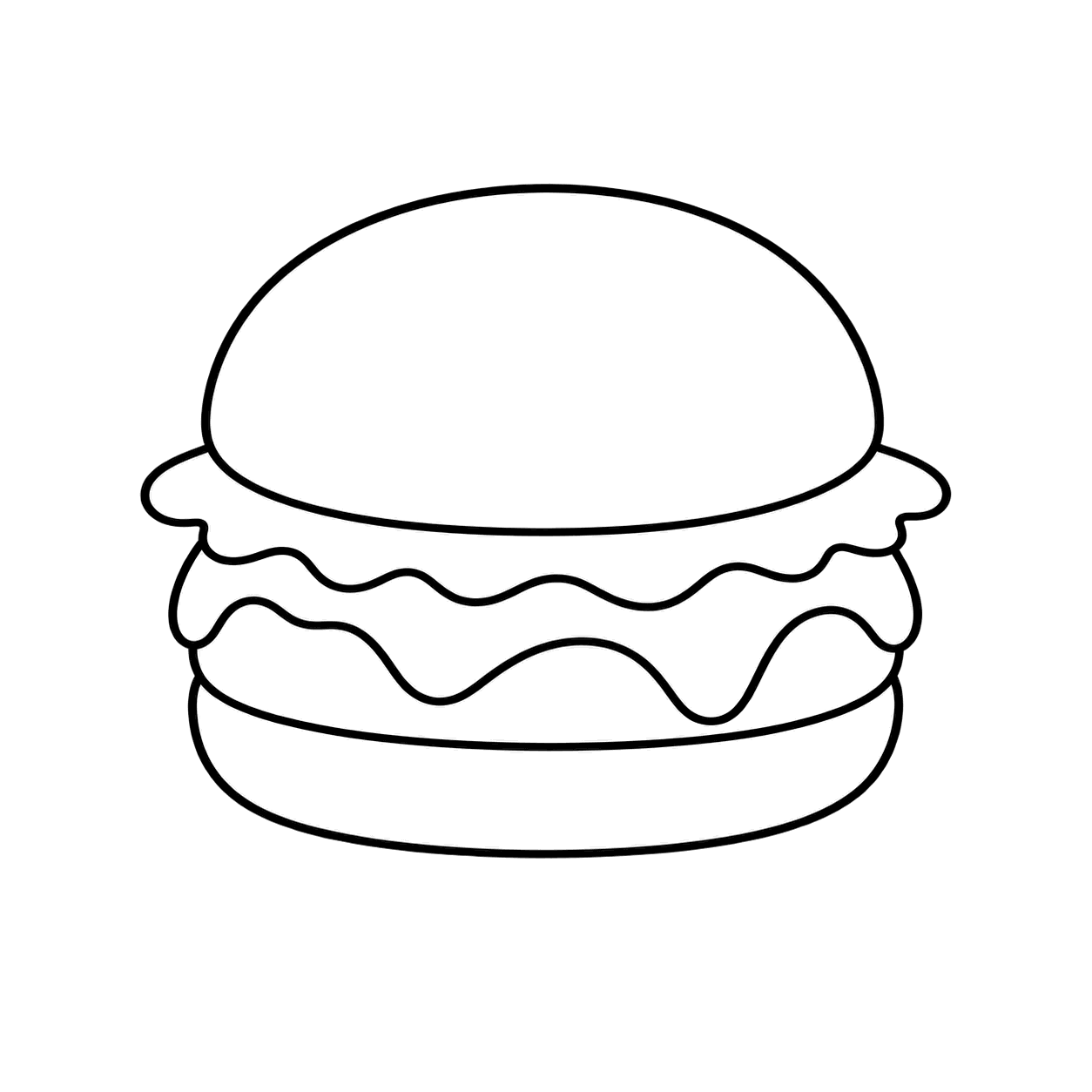 チーズバーガーのぬりえ用線画