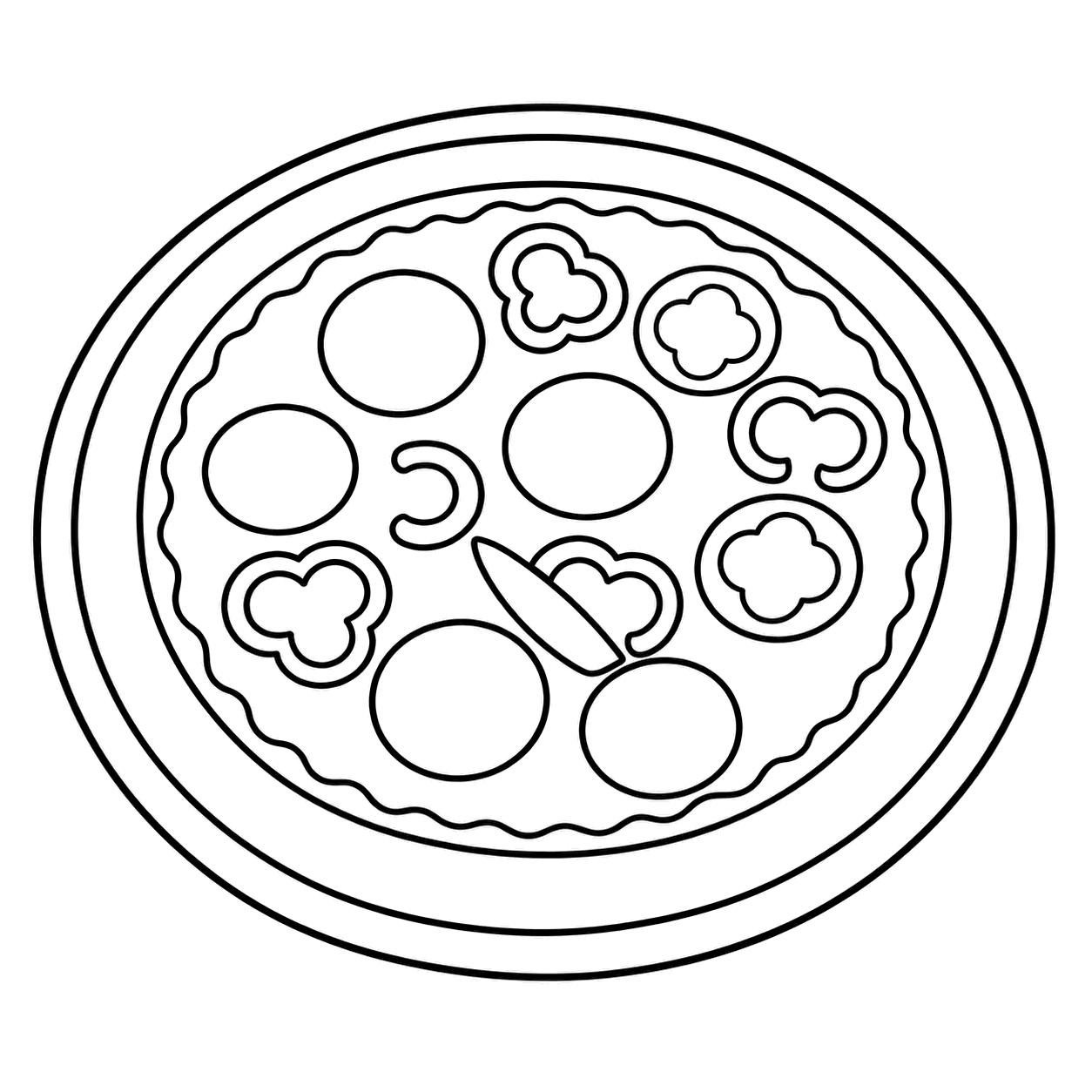 ホールピザのぬりえ用線画