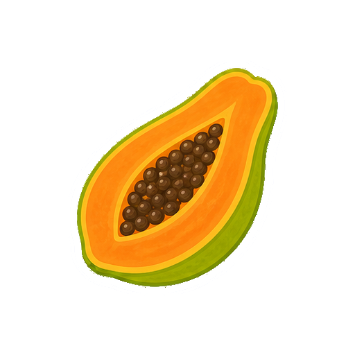 半分に切ったパパイヤのイラスト