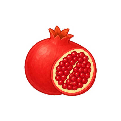 ざくろとその断面のイラスト