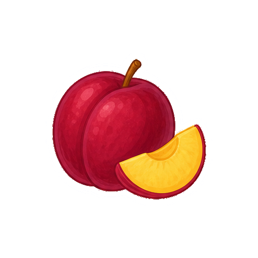 プラムとその切片のイラスト