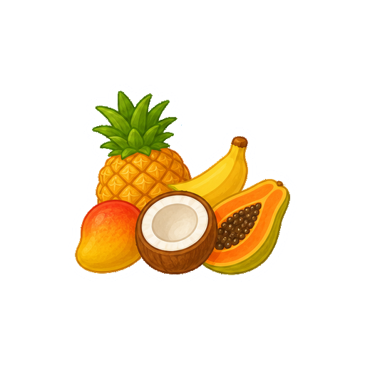 南国フルーツの盛り合わせのイラスト